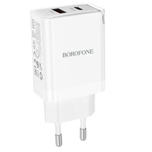 Заредете изображение във визуализатора на галерията – Borofone Wall charger BN16 Tough - USB + Type C - PD 45W 3A white
