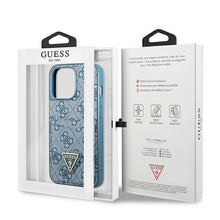 Заредете изображение във визуализатора на галерията – Guess GUHCP13XP4TPB iPhone 13 Pro Max 6.7" blue/blue hardcase 4G Triangle Logo Cardslot
