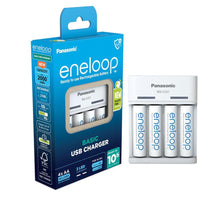 Заредете изображение във визуализатора на галерията – Charger Panasonic Basic USB BQ-CC61 + 4 x HR6/AA Eneloop 2000mAh

