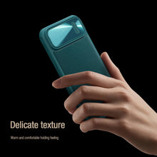 Заредете изображение във визуализатора на галерията – Nillkin CamShield S Leather Magnetic Case for Iphone 14/13 green
