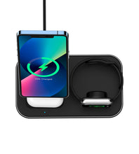 Заредете изображение във визуализатора на галерията – Choetech MFM MFi charger/inductive charging station 3in1 iPhone 12/13/14, AirPods Pro, Apple Watch gray (T589-F)
