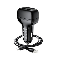 Заредете изображение във визуализатора на галерията – HOCO car charger 2xUSB + cable Type C 2,4A Leader Z36 black
