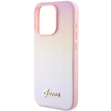 Заредете изображение във визуализатора на галерията – Guess Saffiano Iridescent Script case for iPhone 15 Pro - pink
