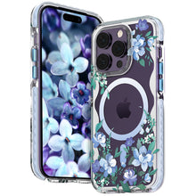 Заредете изображение във визуализатора на галерията – Kingxbar Flora Series magnetic case for iPhone 14 Pro MagSafe decorated with orchid flowers print
