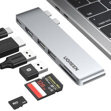 Заредете изображение във визуализатора на галерията – HUB Ugreen CM380 2xUSB C - HDMI/2xUSB 3.0/SD TF/USB C PD - gray
