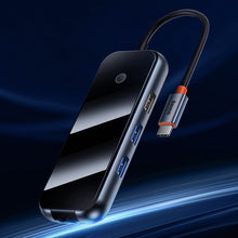 Заредете изображение във визуализатора на галерията – Baseus AcmeJoy HUB 8-Port USB-C to 1xHDMI / 2xUSB-A 3.0 / 1xUSB-A 2.0 / 1xUSB-C PD&amp;Data / 1xRJ45 / 1xSD/TF dark gray
