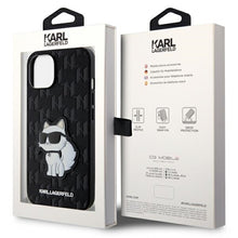 Заредете изображение във визуализатора на галерията – Original Pouch KARL LAGERFELD Saffiano Monogram Choupette KLHCP14MSAKHPCK for Iphone 14 Plus Black
