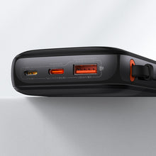 Заредете изображение във визуализатора на галерията – Baseus Qpow Digital Display powerbank with fast charging 10000mAh 22.5W QC/PD/SCP/FCP with built-in USB-C cable black

