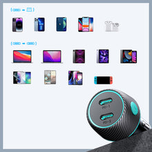 Заредете изображение във визуализатора на галерията – Car charger 2x USB C 70W with LED backlight Joyroom JR-CCN02 | black
