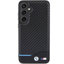 Заредете изображение във визуализатора на галерията – Original Case BMW Leather Carbon BMHCS24M22NBCK for Samsung Galaxy S24 Plus Black
