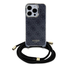 Заредете изображение във визуализатора на галерията – Original faceplate case GUESS GUHCP15XHC4SEK for iPhone 15 Pro Max (Crossbody Cord 4G Print / black)
