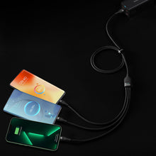 Заредете изображение във визуализатора на галерията – BASEUS cable USB 3in1 Flash Series USB-C micro USB Lightning 66W CASS040001
 1.2m black
