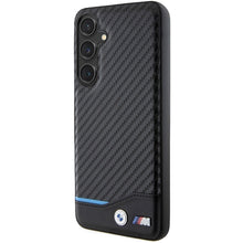 Заредете изображение във визуализатора на галерията – Original Case BMW Leather Carbon BMHCS24M22NBCK for Samsung Galaxy S24 Plus Black
