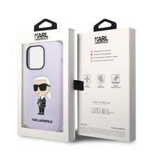 Заредете изображение във визуализатора на галерията – Karl Lagerfeld KLHCP14LSNIKBCU iPhone 14 Pro 6.1&quot; hardcase purple/purple Silicone Ikonik
