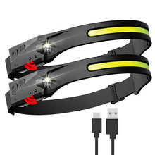Заредете изображение във визуализатора на галерията – LED headlamp with IPX4 motion sensor USB-C 1200 mAh - black
