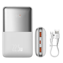 Заредете изображение във визуализатора на галерията – Baseus Baseus Pro 20000mAh 22.5W white powerbank with USB Type A - USB Type C 3A 0.3m cable (PPBD040302)
