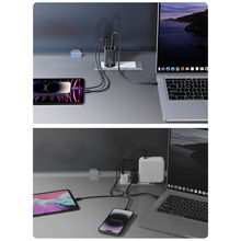 Заредете изображение във визуализатора на галерията – Joyroom fast charger GaN 65W USB, 2x USB C black + USB C cable - USB C 100W 1.2m (TCG01)
