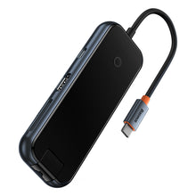 Заредете изображение във визуализатора на галерията – Baseus AcmeJoy HUB 8-Port USB-C to 1xHDMI / 2xUSB-A 3.0 / 1xUSB-A 2.0 / 1xUSB-C PD&amp;Data / 1xRJ45 / 1xSD/TF dark gray
