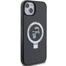 Заредете изображение във визуализатора на галерията – Karl Lagerfeld Ring Stand Karl&amp;Choupette MagSafe case for iPhone 14 / 15 / 13 - black
