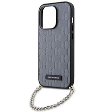 Заредете изображение във визуализатора на галерията – Original Pouch KARL LAGERFELD hardcase Saffiano Monogram Chain KLHCP14XSACKLHPG for Iphone 14 Pro Max silver
