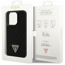 Заредете изображение във визуализатора на галерията – Original Case GUESS Rhinestone Triangle hardcase GUHCP14LHDGTPK for Iphone 14 Pro black
