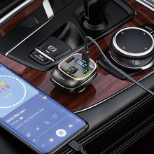 Заредете изображение във визуализатора на галерията – HOCO car transmitter FM with car charger USB QC 3.0 + Type C PD 45W Pole E76 obsidian black
