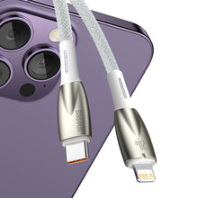 Заредете изображение във визуализатора на галерията – Baseus Glimmer Series cable with fast charging USB-C - Lightning 480Mb/s PD 20W 1m white
