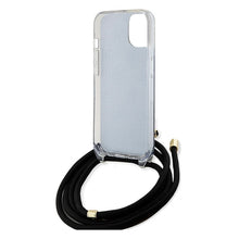 Заредете изображение във визуализатора на галерията – Original faceplate case GUESS GUHCP15SHC4SEK for iPhone 15 (Crossbody Cord 4G Print / black)
