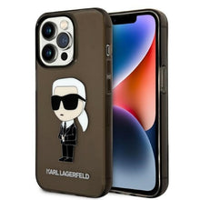 Заредете изображение във визуализатора на галерията – Original Pouch KARL LAGERFELD  Ikonik Karl Lagerfeld KLHCP14XHNIKTCK for Iphone 14 Pro Max black
