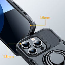 Заредете изображение във визуализатора на галерията – Joyroom Dual Hinge case for iPhone 14 Pro armored case with a stand and a ring holder black
