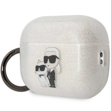 Заредете изображение във визуализатора на галерията – Karl Lagerfeld KLAP2HNKCTGT Airpods Pro 2 cover transparent Gliter Karl&amp;Choupette
