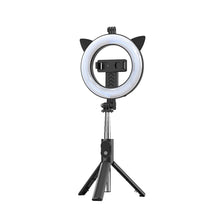 Заредете изображение във визуализатора на галерията – Selfie Stick - with detachable bluetooth remote control, tripod and ring lamp - P20D-4 Black
