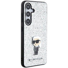 Заредете изображение във визуализатора на галерията – Karl Lagerfeld Fixed Glitter Ikonik Logo Metal Pin Case for Samsung Galaxy S24 - Silver
