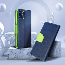 Заредете изображение във визуализатора на галерията – Fancy калъф тип книга за motorola g60s navy / lime - TopMag
