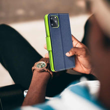 Заредете изображение във визуализатора на галерията – Fancy book case for samsung a53 5g navy / lime - TopMag
