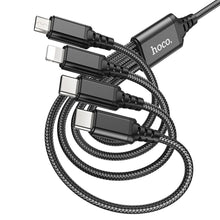 Заредете изображение във визуализатора на галерията – HOCO cable USB 4in1 to iPhone Lightning 8-pin + Micro + 2x Type C X76 black
