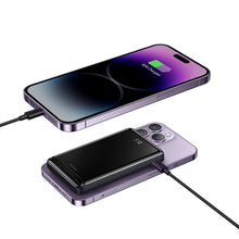 Заредете изображение във визуализатора на галерията – Baseus Magnetic Bracket Wireless Fast Charge Power Bank 10000mAh 20W Purple（With Xiaobai series fast charging Cable Type-C to Type-C 60W(20V/3A) 50cm White）
