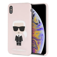 Заредете изображение във визуализатора на галерията – Karl Lagerfeld KLHCI65SLFKPI iPhone Xs Max hardcase jasnoróżowy/light pink Silicone Iconic

