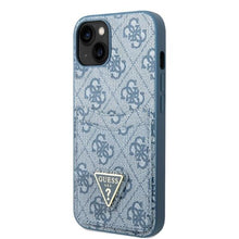 Заредете изображение във визуализатора на галерията – Guess GUHCP13SP4TPB iPhone 13 mini 5.4" blue/blue hardcase 4G Triangle Logo Cardslot
