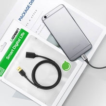 Заредете изображение във визуализатора на галерията – Ugreen USB-A (male) - USB-A (female) adapter extension cable USB 3.0 5Gb/s 0.5m black (US129)
