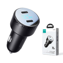 Заредете изображение във визуализатора на галерията – Car charger 2x USB C 70W with LED display Joyroom JR-CCD02 | black
