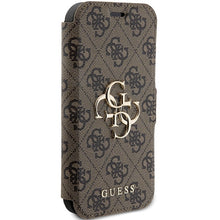 Заредете изображение във визуализатора на галерията – Original Case GUESS book 4G Metal Logo GUBKP15X4GMGBR for Iphone 15 Pro Max brown
