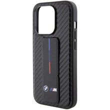 Заредете изображение във визуализатора на галерията – BMW Grip Stand Smooth &amp; Carbon case for iPhone 15 Pro Max - black
