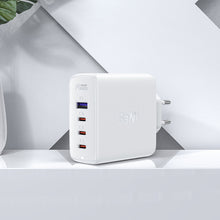 Заредете изображение във визуализатора на галерията – Acefast fast charger GaN 3xUSB-C/1xUSB-A 100W white + angled cable USB-C - USB-C 100W 2m white
