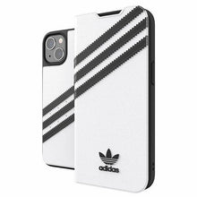 Заредете изображение във визуализатора на галерията – Adidas OR Booklet Case PU iPhone 13 6.1" black/black white 47092

