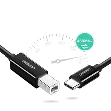 Заредете изображение във визуализатора на галерията – Ugreen US241 USB-C 2.0 - USB-B cable 1 m - black
