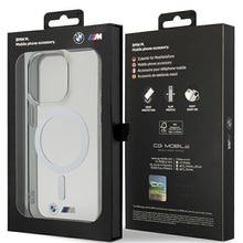 Заредете изображение във визуализатора на галерията – Case BMW BMHMP14LHCRS iPhone 14 Pro 6.1" transparent hardcase Silver Ring MagSafe
