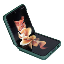 Заредете изображение във визуализатора на галерията – Nillkin Qin Vegan Leather Case for Samsung Galaxy Z Flip 4 cover made of ecological leather stand dark green
