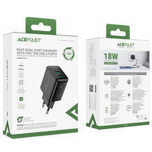 Заредете изображение във визуализатора на галерията – Acefast charger 2 x usb 3a qc 18w a33 black
