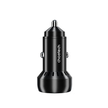 Заредете изображение във визуализатора на галерията – Choetech TC0014 USB-C USB-A PD 60W car charger with LED backlight - black
